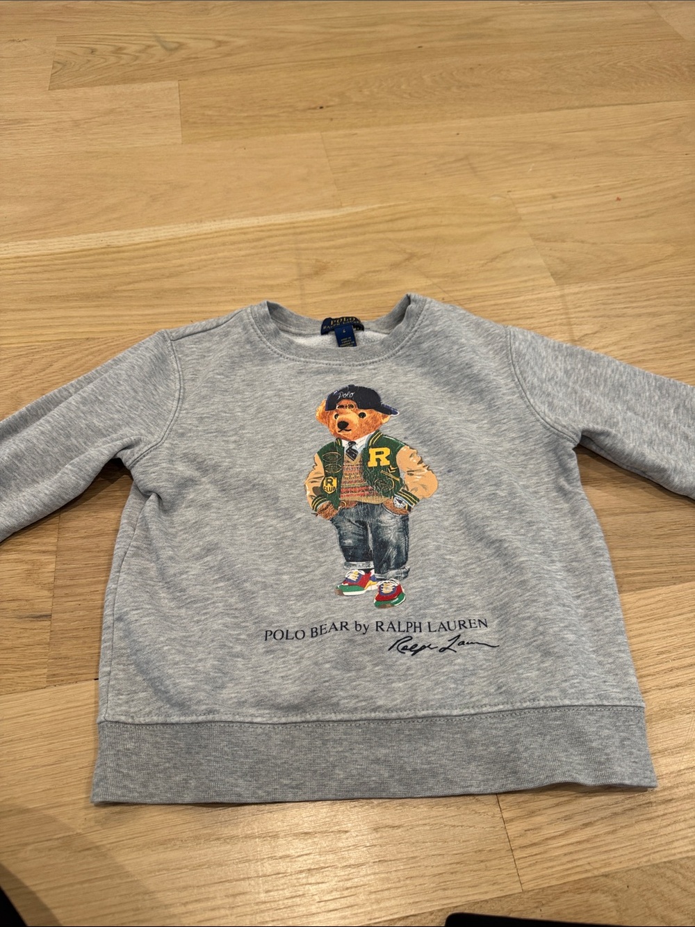 Ralph Lauren Light Gray Polo Bear Crewneck Sweatshirt